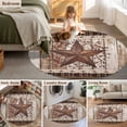 thumbnail image 5 of Round Rug 5Ft Washable Non-Slip, Texas Star Vintage Circle Area Rugs for Living Room Bedroom, Brown Retro Art Red Berry Wooden Indoor Floor Mats Carpet Runner for Home Decor Aesthetic, 5 of 8