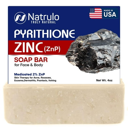 Herblov Pyrithione Zinc Soap Bar for Face & Body 4oz | 2% ZnP Bar Soap Skin Therapy Cleanser for Acne Rosacea Eczema Dermatitis Psoriasis Itching | Cleansing Calming Facial Wash | Made in USA