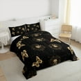 thumbnail image 2 of jejeloiu Cute Butterflies Queen Comforter Set,Rustic Dandelion Bedding Sets,Gold Black Bedding Comforter Set For Princess,Super Cozy Room Decor Reversible,3-Piece, 2 of 7