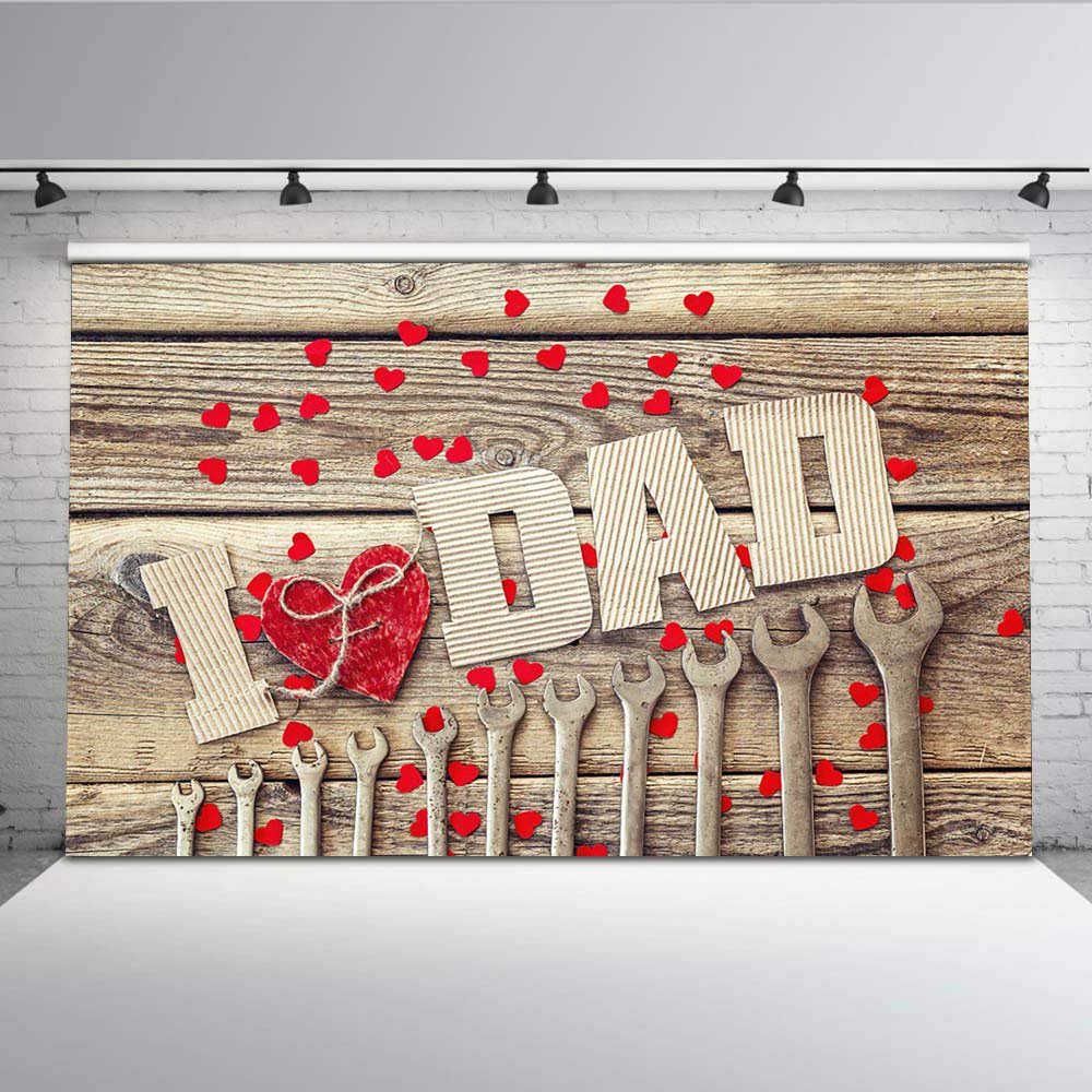 ABPHOTO Polyester 7x5 Backdrop Happy Father’s Day Theme Wood Background