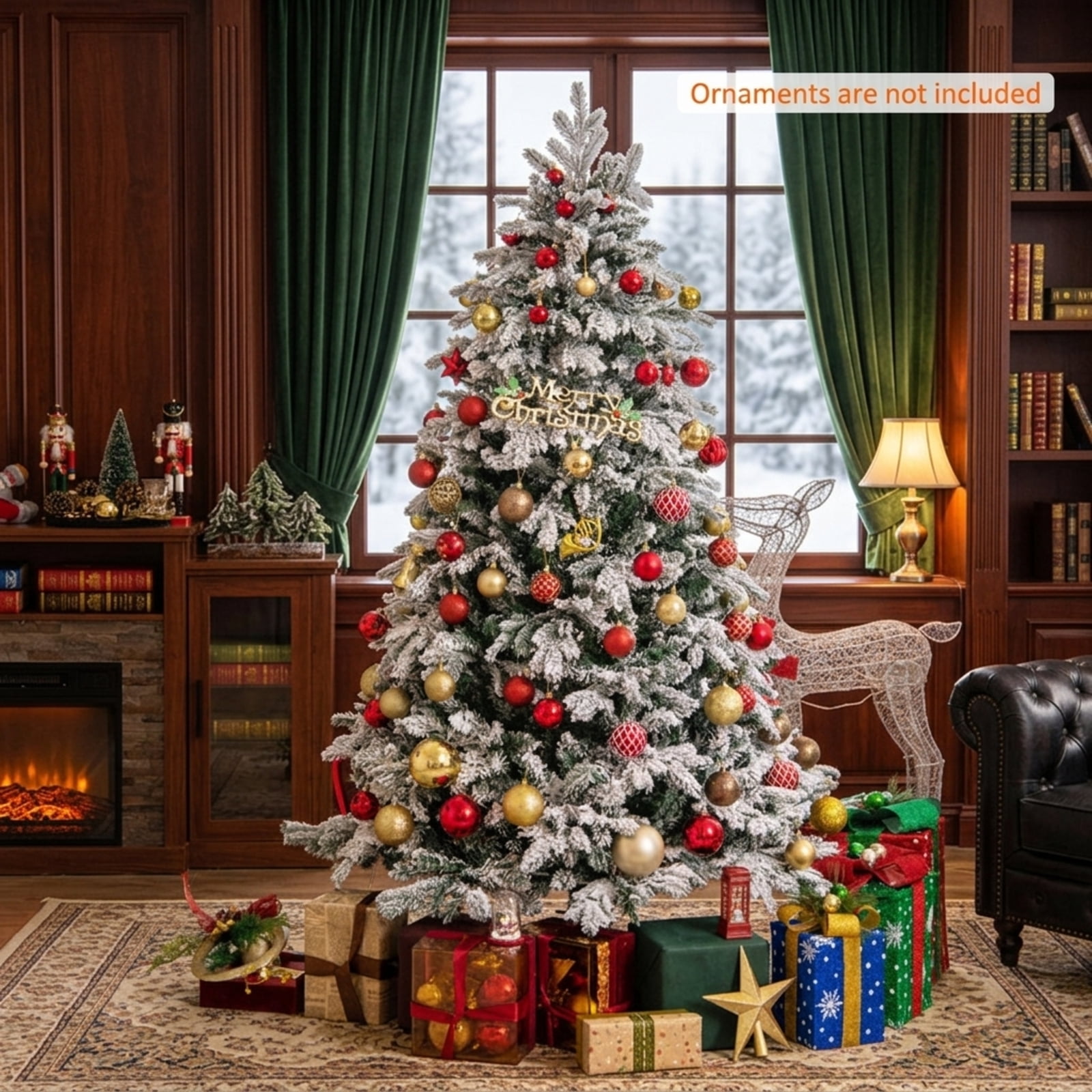 RUIE, 6 ft, Artificial Christmas Tree, with 260 LED Lights, 1415 Branch Tips, White & Green Holiday Xmas Tree for Indoor Home Office Decoration