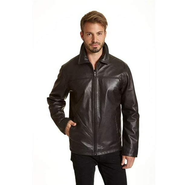 Excelled - excelled 2029csy mens shirt collar full zip leather jacket ...