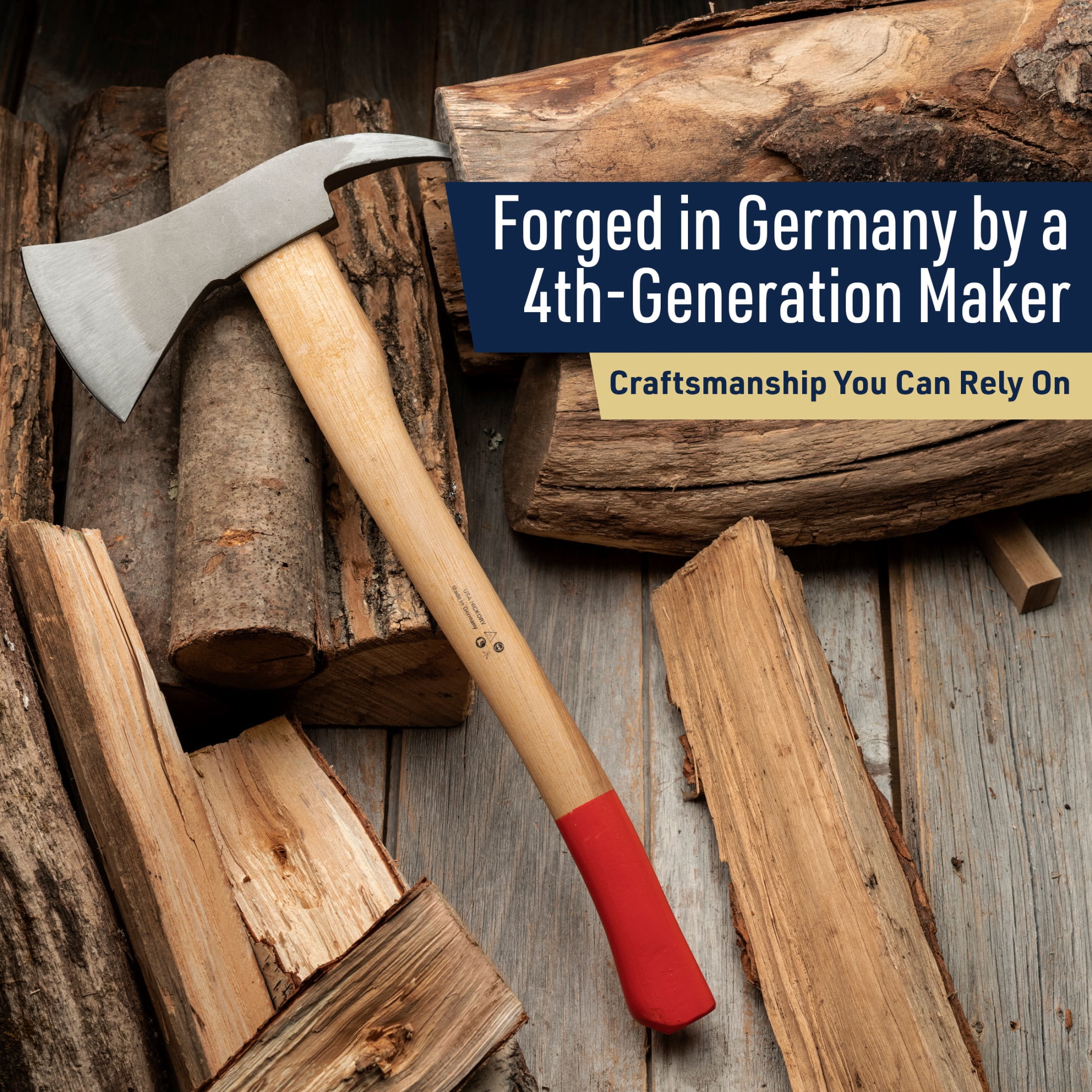 Kings County Tools 21” Wood Splitting Axe with Log Pick, Forged Steel Hatchet Head and Wooden Handle