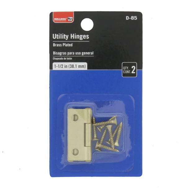 Bulldog Hardware 11/2 in. Utility Hinge, Brass Plated, 2 Pack