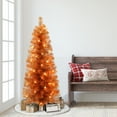 thumbnail image 2 of 4.5 ft Pre-lit Orange Tinsel Tree 160 Tips 70 UL Clear Incandescent Lights, 2 of 2