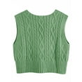 thumbnail image 5 of Women's V-Neck Sweater Pullover Cable Knit Vest Solid Color Sleeveless Vest Pullover, 5 of 5