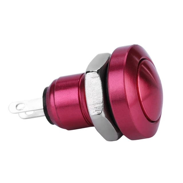 Momentary Push Button, Stainless Steel Push Button Momentary Push Mounting Hole Push Button Power Switch Zinc-Aluminium Alloy For Car Accessories