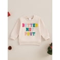 thumbnail image 2 of Suealasg Toddler Boy Girl Casual Sweatshirts 6M 12M 18M 24M 3T 4T Baby Boy Girl Letter Embroidery Crew Neck Long Sleeve Pullovers Tops Fall Loose Fit Clothes for Kids Girl Boy, 2 of 7