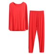 thumbnail image 2 of Rigardu Thermal Underwear for Women Crew Neckwomen's Thermal Underwear Long Top & Bottom Set Solid Color Mm Plus Plus Size Long Underwear Wool Plus Light Women's Thermal Underwear Sets Red 5Xl, 2 of 8
