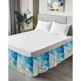 thumbnail image 4 of Abstract Waves Bed Skirt King Size 16" Drop Surrealism Spray Beach Ocean Watercolor Ruffled Wrap Around Bed Skirts Adjustable Elastic Bedskirt Dust Ruffle for King Size Bed, 4 of 7