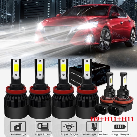 For 2007-2018 Nissan Altima Headlights H9 H11 LED High and Low Beam H11 Fog light