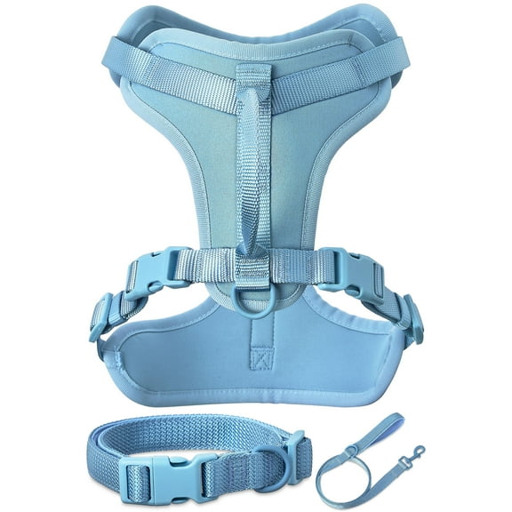 Vibrant Life Neoprene Cushioned Walking Dog Set, Adjustable Dog Collar and Harness with 6ft Leash, Soft, Medium Dog