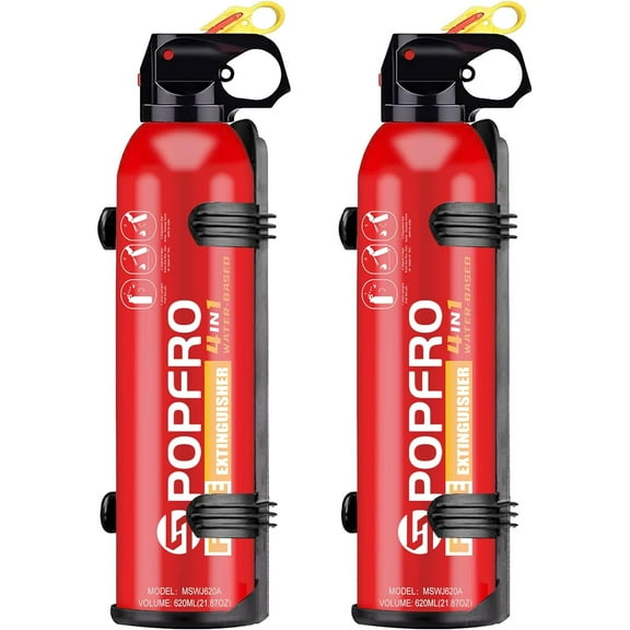 2 Pcs Portable Fire Extinguisher | 4-in-1 Small Fire Extinguisher for Home, Garage, Kitchen, Car | For Electric, Textile and Grease Fires |Easy Clean | Wall Mount Incl