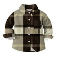 thumbnail image 6 of MKOSPLRT Toddler Baby Boys Girls Plaid Shirts 6M-8Y Long Sleeve Lapel Button Down Shirt Color Block Fall T Shirts Back to School Clothes, 6 of 10