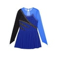 thumbnail image 3 of YEAHDOR Kids Girls Long Sleeve Shiny Rhinestone Mesh Tutu Figure Skating Dress Dancewear Royal Blue-C 16, 3 of 5