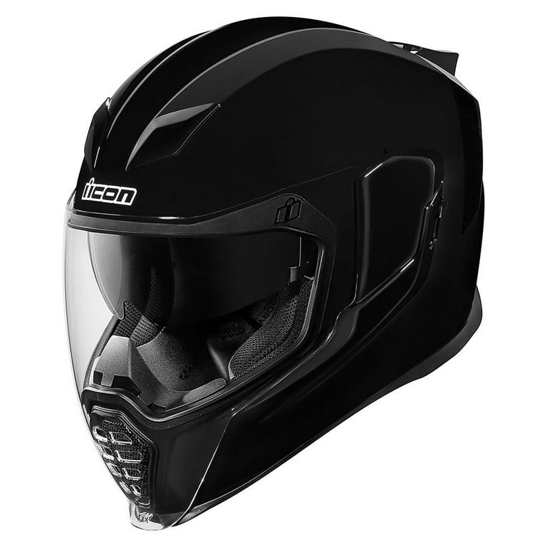 Icon Airflite Gloss Solid Motorcycle Helmet Black MD - Walmart.com