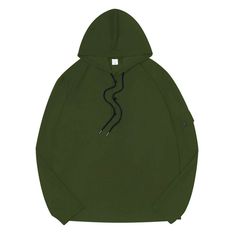 Men's Thin Hoodie Waffles Knit Solid Color Pullover Shirt with