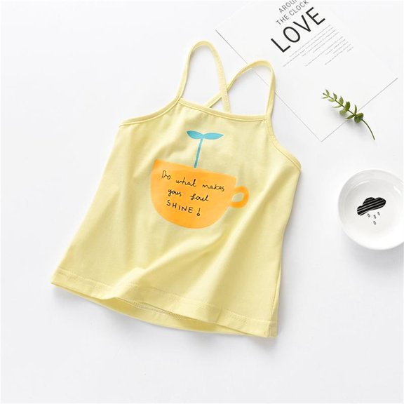 Ketyyh-chn99 Toddler Tank Tops Girls Little Girls Clothes Undershirts Cami Baby Girls' and Toddler Sleeveless Tie Shoulder Tank Top Vest Yellow,0-6 Months
