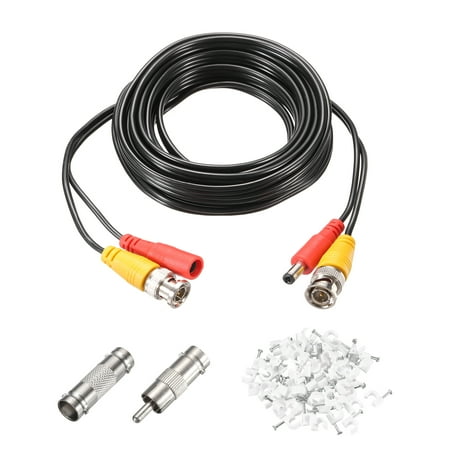 BNC Video Power Cable,5m/16ft All-in-One Security Camera Wire,1 Set Black