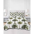 thumbnail image 2 of Full Size Quilt Bedding Set, Tropical Trees Reversible Summer Quilt 3 Pieces, Summer Palm Trees Botanical Vintage Green Lightweight Bedspreads Coverlets with 2 Pillow Shams for All Seasons, 2 of 5