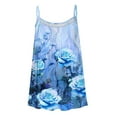 thumbnail image 5 of Goodeals Womens Summer Sleevless Tank Top Pleated Front Printed Outfits Flowy Loose Fit Blouses Spaghetti Strap Camisole Scoop Neck Cami Shirt(Blue,S), 5 of 5