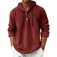 thumbnail image 2 of Mens Hoodies Solid Fashion Casual Loose Fit Hooded Sweatshirts Comfortable Soft Long Sleeve Y2K Outfits Spring Fall Pullover Tops Red L, 2 of 4