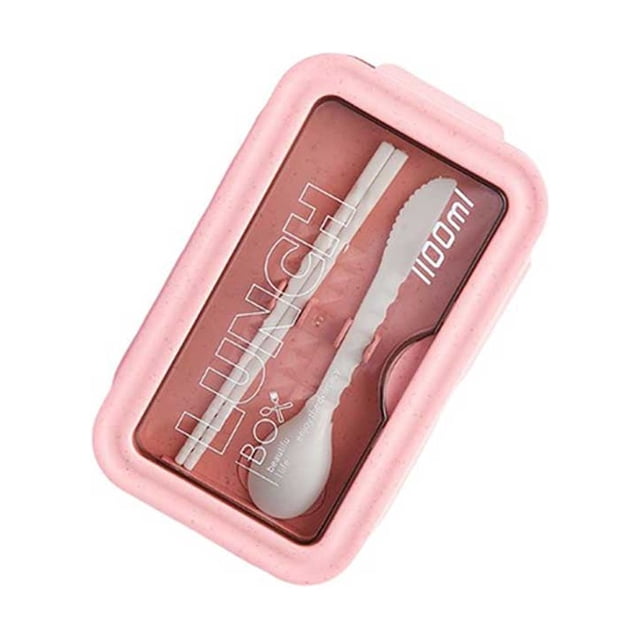 Bewildely Fiambrera de 1100ml para viajes en casa, senderismo, comida, frutas, desayuno, contenedor de almacenamiento, palillos chinos reutilizables, Almacenamiento y organización del hogar Rosado Bewildely HA066662-01B