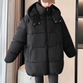 thumbnail image 2 of yoeyez Winter Coat for Woman Hooded Quilted Mid-Length Puffer Jacket Padded Warm Thickened Down Jacket Lightweight Zip Up Casual Parka Coat, 2 of 5
