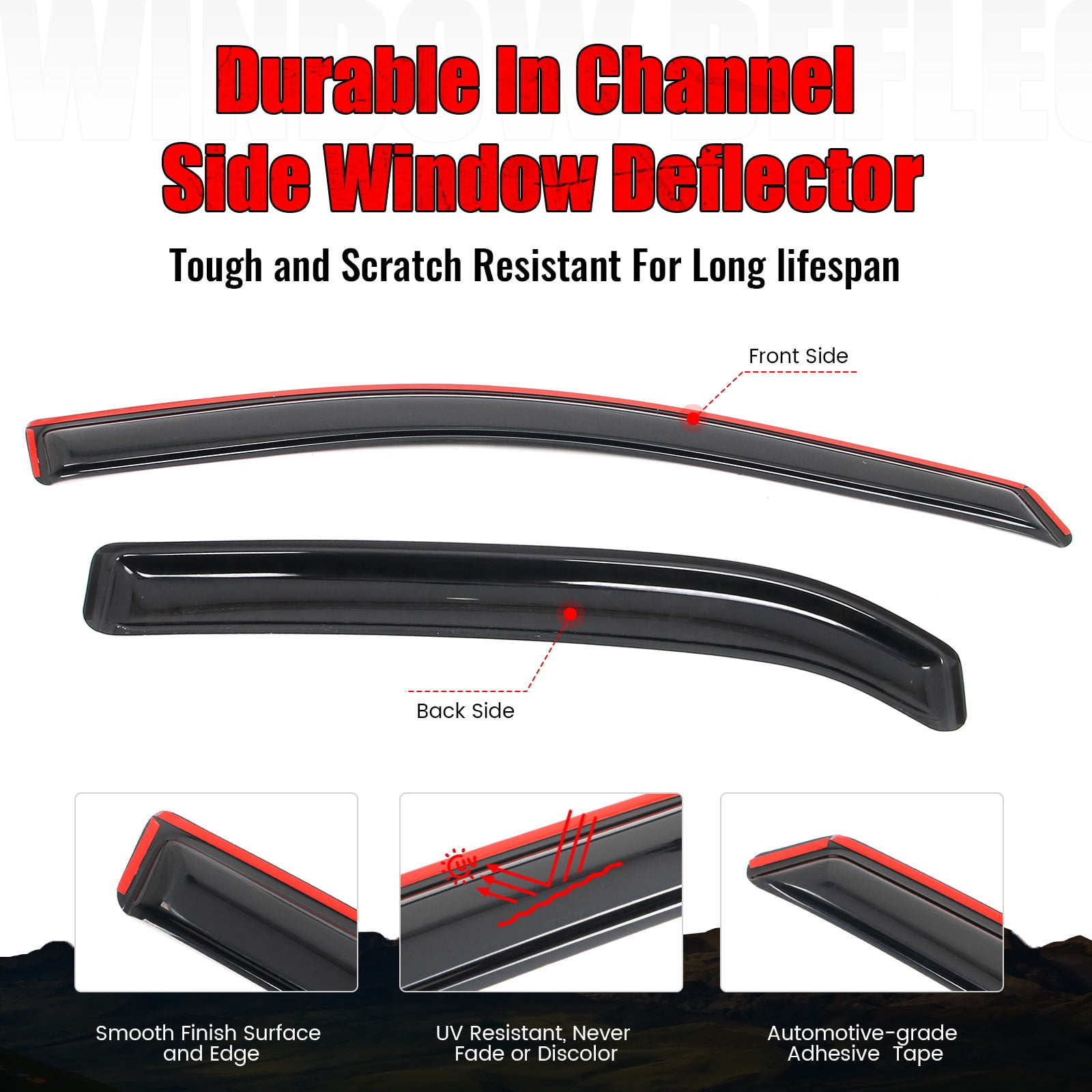 Ikon Motorsports In-Channel Window Visors for 2010-2017 Chevy Equinox Smoke Acrylic Sun Rain Guard Deflectors 4PCS