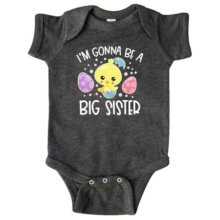 

Inktastic Easter I m Gonna Be a Big Sister with Purple and Pink Eggs Gift Baby Girl Bodysuit