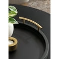thumbnail image 3 of Kate and Laurel Halsey Decorative Wooden Round Tray with Polished Metal Handles, 16 Inch Diameter, Black and Gold, Modern Glam Wood Circle Serving Tray for Use as Ottoman or Coffee Table Decor, 3 of 9