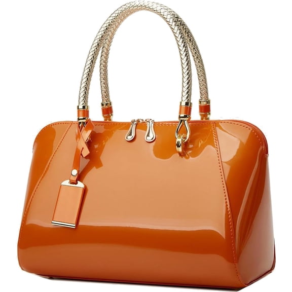 ShengRui Glossy Women Handbag Patent Leather Large Size Top-Handle Bag Shiny Shoulder Bag Tote Evening Purse Party Satchel