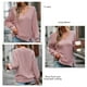 thumbnail image 5 of Blusa de mujer Fibra de poliéster Algodón Cuello en V Manga larga con hombros caídos Color puro Camiseta holgada informal para mujer Rosa XL, 5 of 6