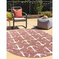 thumbnail image 5 of Unique Loom Outdoor Coastal Collection Area Rug - Ahoy (5' 3" x 8' Oval Rust Red/Ivory), 5 of 9