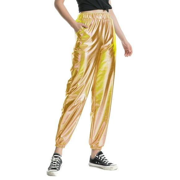 GDREDA Fashion Loose Pants Casual Street Slacks In Metallic Color For Women Women Casual Pants Long