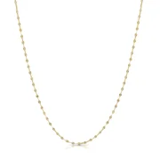Tilo Jewelry 14K Solid Yellow Gold Sparkle Diamond-Cut Mirror Chain Necklace with Secure Spring-Ring Lock | 16 Inch | Everyday Chain Necklace for Women, Men, Unisex