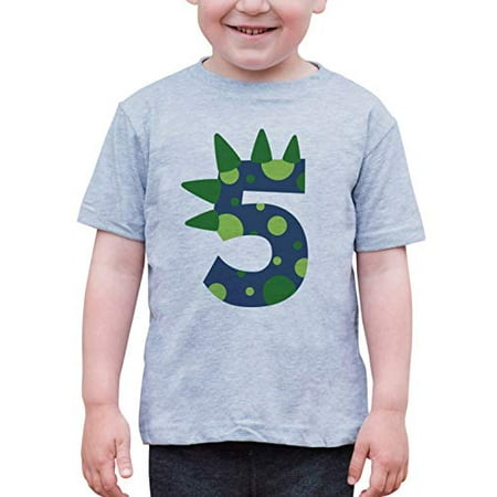 

7 ate 9 Apparel Boy s Five 5 Fifthh Dinosaur Dino Birthday Grey T-Shirt