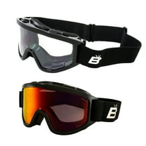 Birdz Eyewear Vulture Motorcycle Goggles ANSI Z87.1  Padded Fit-Over Safety Goggles 2 Pairs Black Frame w/Clear & ReflecTech Red Mirror Lenses