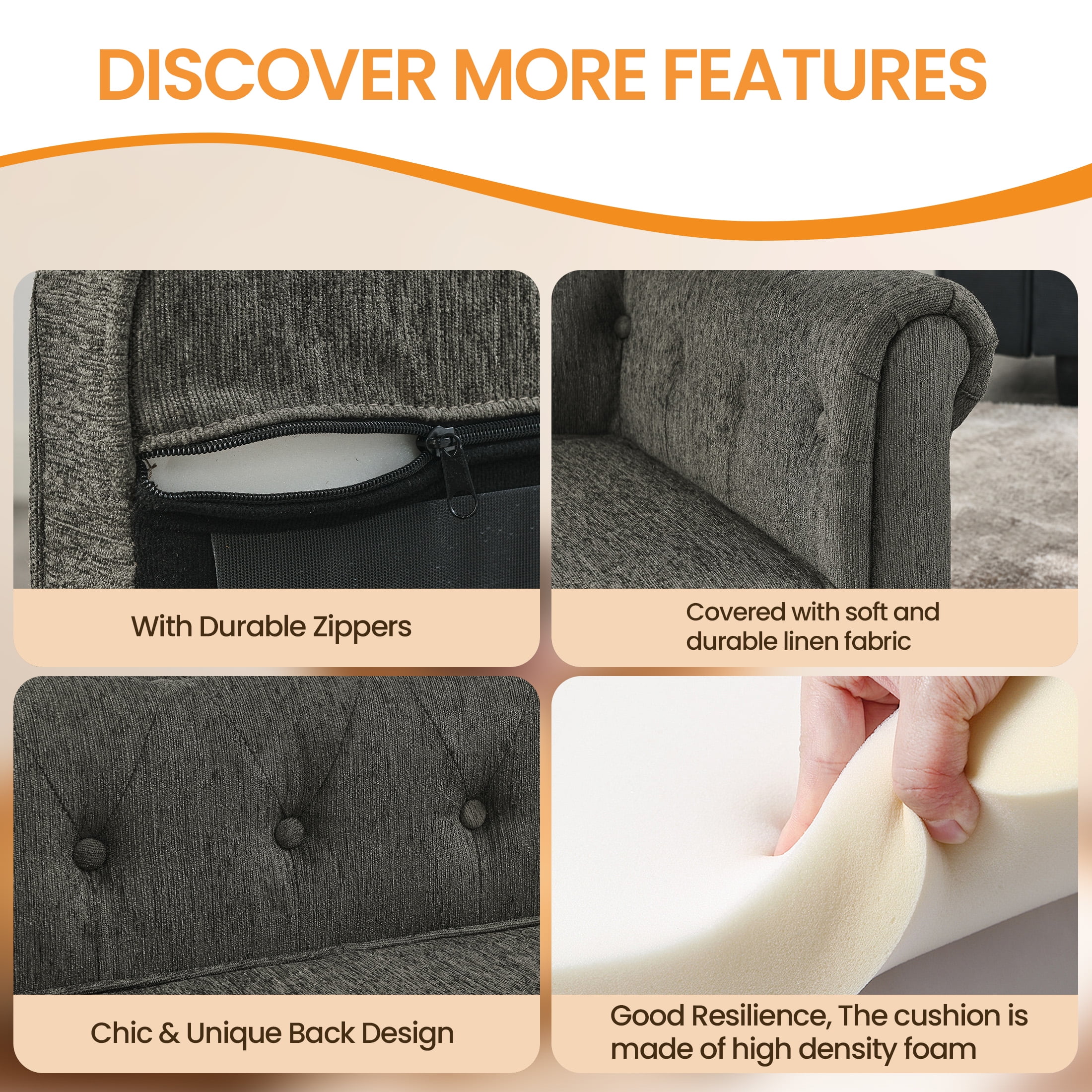 Aukfa Dog Beds for Medium and Large Dog, 33" Elevated Pet Sofa Bed Support up to 100 lbs, Gray