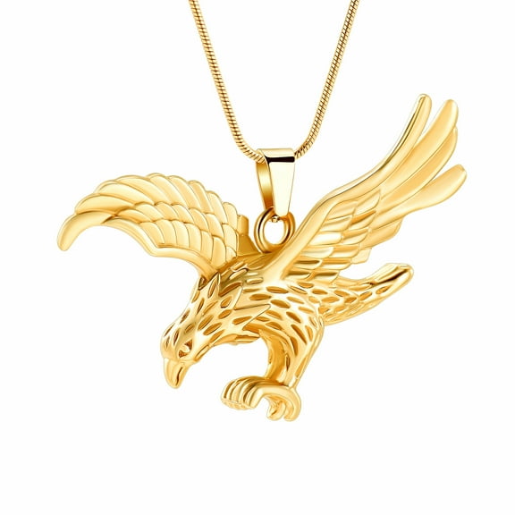 Stainless Steel Eagle Cremation Urn Pendent for Ashes and Chain Human Pet Ash Holder Memory Necklace for Cremation Ashes Keepsake Memorial Jewelry
