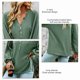 thumbnail image 2 of Camiseta De Punto Con Cuello En V, Parte Superior Suelta De Punto, Poliéster Suave, Bolsillo En El Pecho, Manga Larga, Color Sólido Para Otoño E Invierno ANGGREK Verde XL, 2 of 6