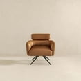 thumbnail image 3 of Abel Mid-Century Modern Tight Back Genuine Leather Swivel Chair in Tan, 3 of 9