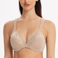 thumbnail image 4 of MELENECA Women's Comfort Straps Full Coverage Minimizer Plus Size Lace Underwire Bra Beige 40D, 4 of 4