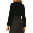 thumbnail image 3 of DARING DIVA Women's Cropped Open Front Faux Fur Short Shrug Jacket M Black, 3 of 6