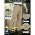 thumbnail image 5 of Lavenicole Hiking Pants Men's Lightweight Waterproof with Elastic Waist & 6 Pockets for Adult Outdoor Enthusiasts, Khaki 44W×30L, 5 of 7