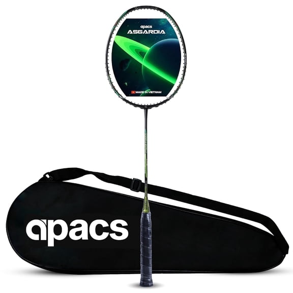 Apacs Asgardia Lite 73 Grams Ultra Lightweight | Japanese Graphite Unstrung Badminton Racket With Full Cover | G2-4 1/8 Inches , Green