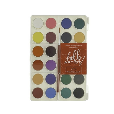 UPC: 0850036052067 | Hello  Artist! 24 Piece Watercolor Cake With Brush Set