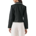 thumbnail image 3 of INSPIRE CHIC Dressy Casual Tweed Jacket for Women's Elegant Double Breasted Long Sleeve Crop Blazer M Black, 3 of 5
