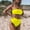 Yellow, variant on hoksml Retro Swimsuits for Women,Sexy Women Solid Color Tube Top Backless Bikini Two Pieces Swimwear Swimsuit Beachwear Set