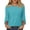 Cyan, variant on Womens Pullover Tops 3/4 Sleeve Crew Neck T-Shirts Spring Autumn Season Solid Color Breathable Fabric Regular Fit Soft Knit Construction Basic Tee Shirts Item Brown M